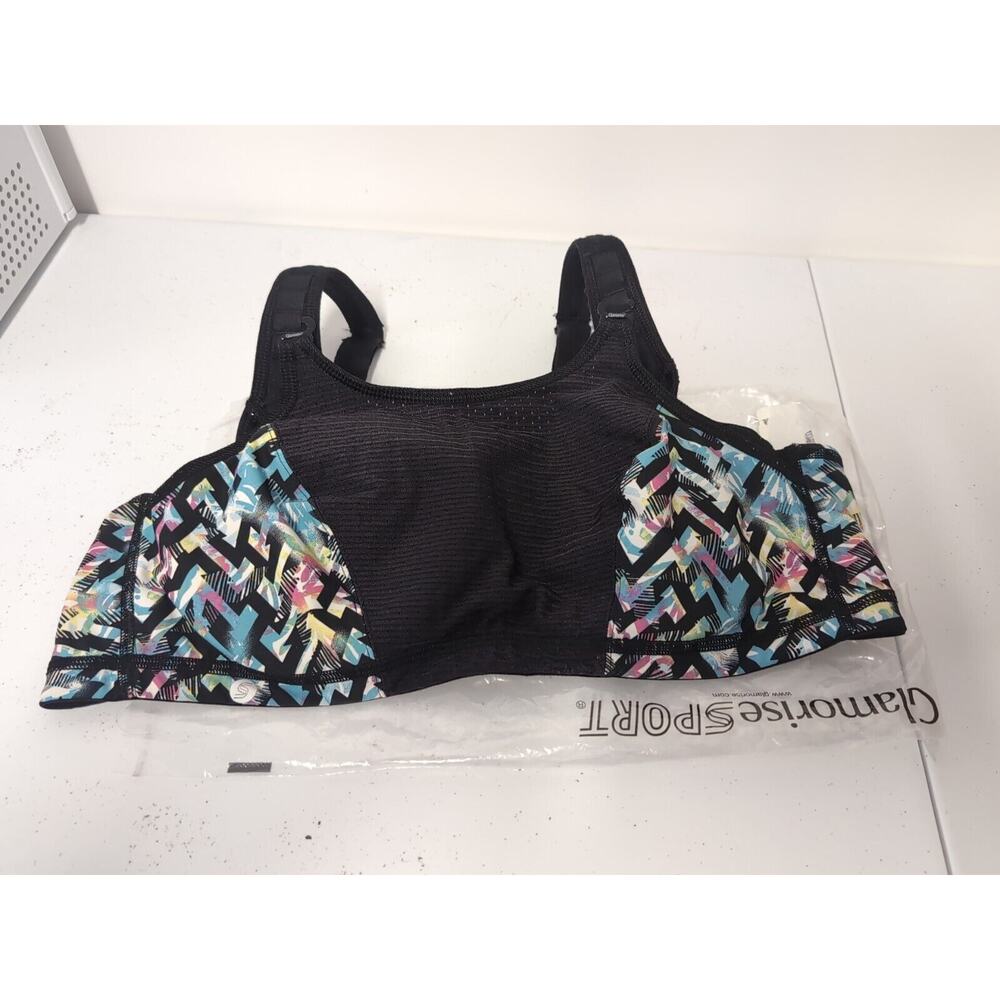 Glamorise Sports Bra 46B Underwire High‎ Support Custom Control Black 9167